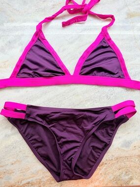 Mossimo Supply Co. Plum Bikini with Hot Pink Trim